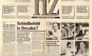 Erste Nummer der linken Tageszeitung "NZ - Neue Zeitung Berlin West" zur "Wende" in der DDR und zur Frage der deutschen Einheit
