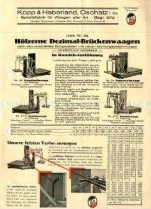 Liste Nr. 34 / Hölzerne Dezimal-Brückenwaagen