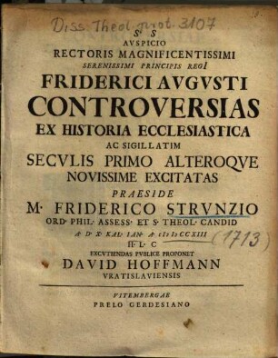 Controversias Ex Historia Ecclesiastica Ac Sigillatim Secvlis Primo Alteroqve Novissime Excitatas