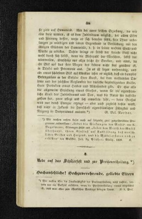 Rede auf das Schülerfest und zur Preisvertheilung
