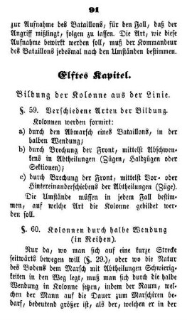 Elftes Kapitel. Bildung der Kolonne aus der Linie.