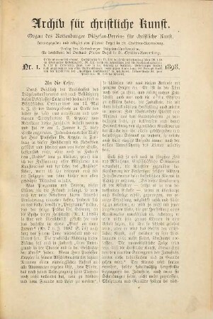 Archiv für christliche Kunst : Organ des Rottenburger Diözesan-Kunstvereins. 16. 1898