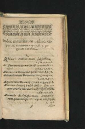 Index materiarum