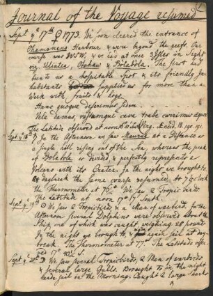 Journal September 17th 1773 - April 22nd 1774