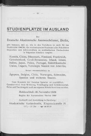 Studienplätze im Ausland
