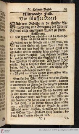 Mittwochs früh. Die fünfte Regel