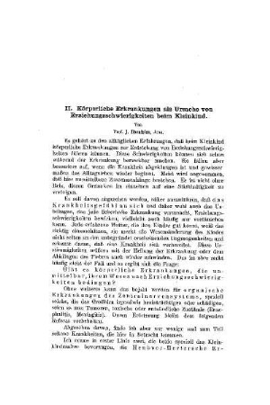 Die Erziehungsschwierigkeiten des Kleinkindes : II. Körperliche Erkrankungen als Ursache von Erziehungsschwierigkeiten beim Kleinkind