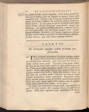 Caput IV. De Linearum cujusque ordinis praecipuis proprietatibus