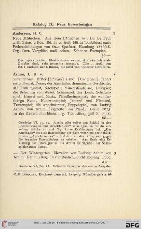[Katalog IX: Neue Erwerbungen] (Nr.1-190)