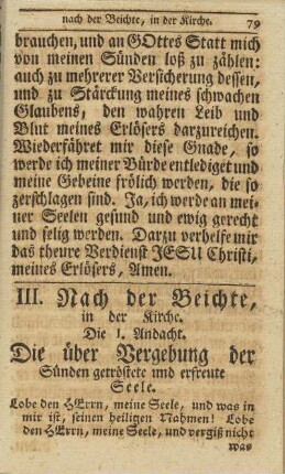 Die I. Andacht. Die über Vergebung der Sünden getröstete und erfreute Seele