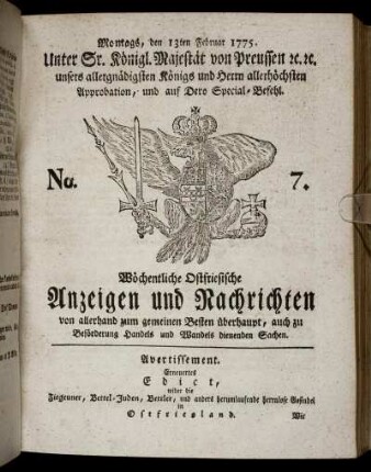 No. 7. Montags, den 13ten Februar 1775