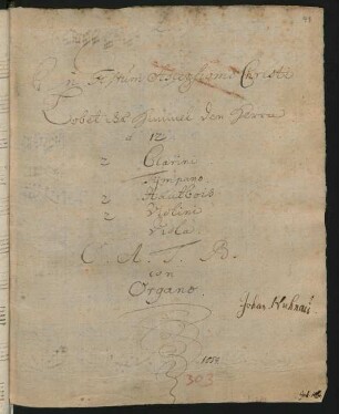 Lobet ihr Himmel den Herrn; B, Coro, orch, org; C-Dur