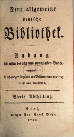 Neue allgemeine deutsche Bibliothek. 1/28,4. 1792/95 (1799)