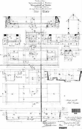 Schrozberg: Nebengeb.Bodenwaageschacht mit Häuschen Fundament-Plan (Grundriß,Schnitte)