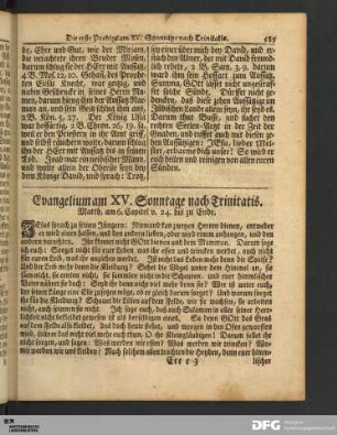 Evangelium am XV. Sonntage nach Trinitatis.