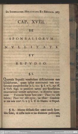 Cap. XVIII. De Sponsaliorum Nullitate Et Repudio