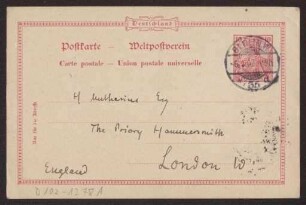 Schreiben an Hermann Muthesius (Postkarte)