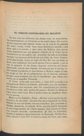 El tercer centenario de Molière