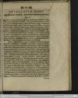 Observatio CXXXV. Appellatione remotâ, annullitas remota censeatur