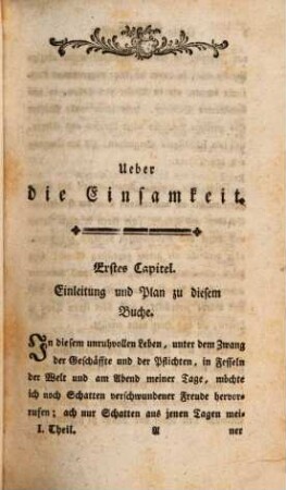 Ueber die Einsamkeit, 1