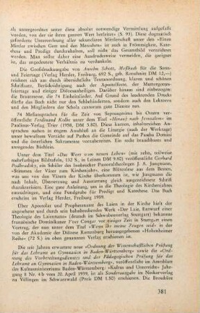 381 [Rezension] Kolbe, Ferdinand, Hinauf nach Jerusalem