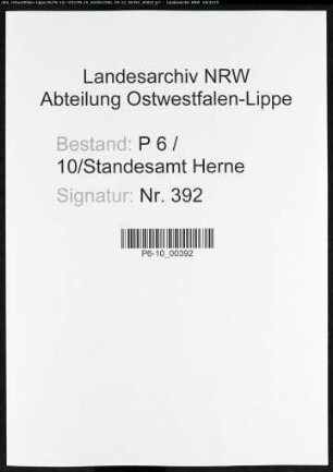 Sterberegister Standesamt Herne