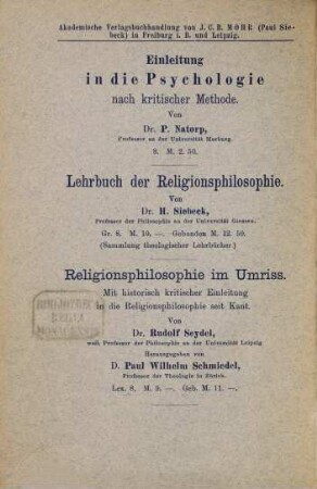Religion innerhalb der Grenzen der Humanität : ein Kapitel zur Grundlegung der Sozialpädagogik