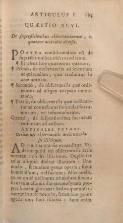 Quaestio XCVI. De Superstitionibus observantiarum, in quatuor articulos divisa.