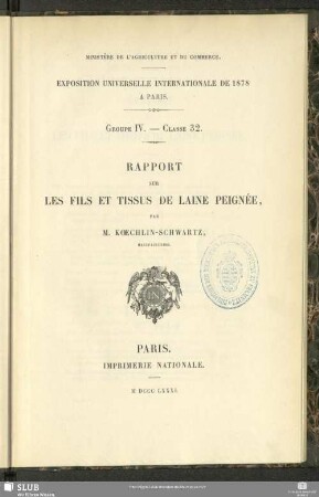 Rapport sur les fils et tissus de laine peignée