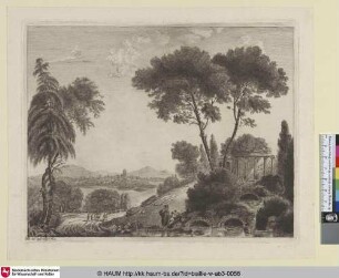 [Landschaft mit Tempelruinen und Figuren; Landscape with ruins and figures]