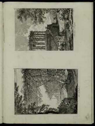 [Kupferst.] Nro. 15. die Laube ; Nro. 16. Bachus Tempel