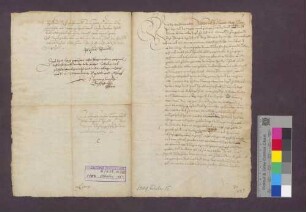 Schiedsrichterlicher Spruch zwischen Lorenz Brender und Hans Schmid von Todtnauberg wegen eines von letzterem begangenen Totschlags.