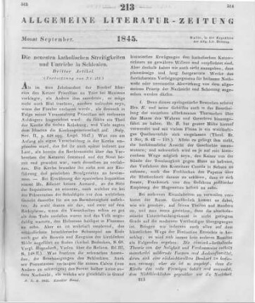 Die neuesten katholischen Streitigkeiten und Umtriebe in Schlesien. Dritter Artikel. (Fortsetzung von Nr. 212)
