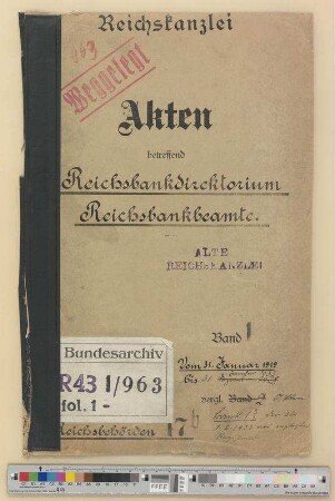 Reichsbank. - Personalangelegenheiten der Beamten