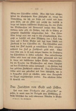 Das Zurichten von Gold und Silber.