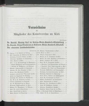 Verzeichniss der Mitglieder des Kunstvereins zu Kiel.