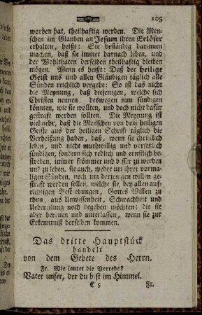 Das dritte Hauptstück handelt von dem Gebete des Herrn.