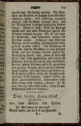 Das dritte Hauptstück handelt von dem Gebete des Herrn.