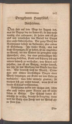 Dreyzehntes Hauptstück. Reichthümer