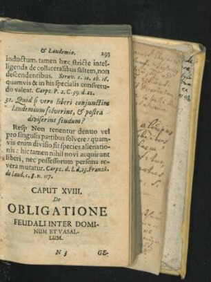 Caput XVIII. De Obligatione Feudali Inter Dominum Et Vasallum.