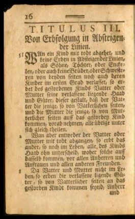 Titulus III. Von Erbfolgung in Absteigender Linien.