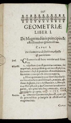 Liber I. De Magnitudinis principiis & affectionibus generalibus.