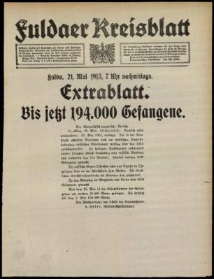 Dritte Ausgabe vom Freitag, den 21. Mai 1915.