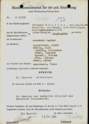 Wenzler, Theresia