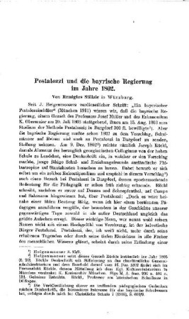 Pestalozzi und die bayrische Regierung im Jahre 1802