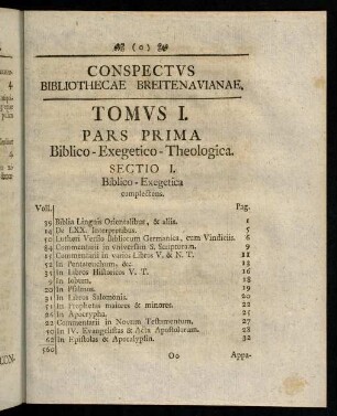 Oo1r-Qq4v, Conspectus Bibliothecae Breitenavianae.