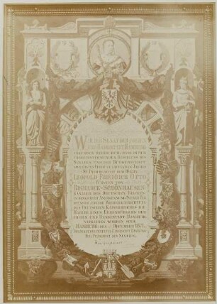 Ehrenbürgerbrief der Stadt Hamburg für Otto von Bismarck
