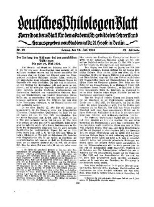 Der Umfang des Abbaues bei den preußischen Philologen bis zum 10. Mai 1924