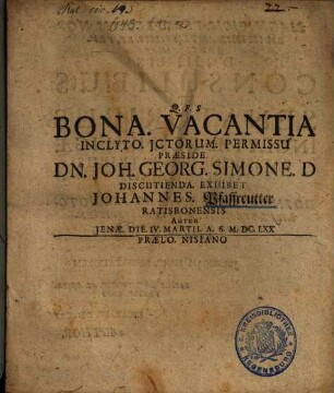 Bona. Vacantia