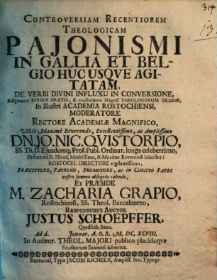Controversiam recentiorem theologicam Paionismi in Gallia et Belgio hucusque agitatam de verbi divini influxu in conversione